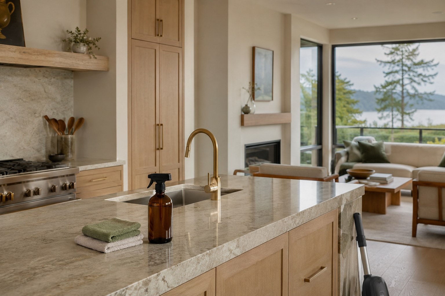 A freshly cleaned Victoria home with environmentally conscious cleaning supplies